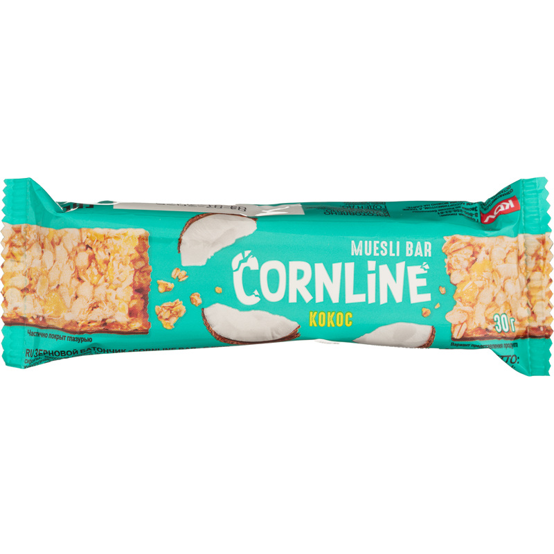 Изображение товара Батончик Cornline из цельных злаков с кокосом и воздушным рисом 30 г (18 штук в упаковке)