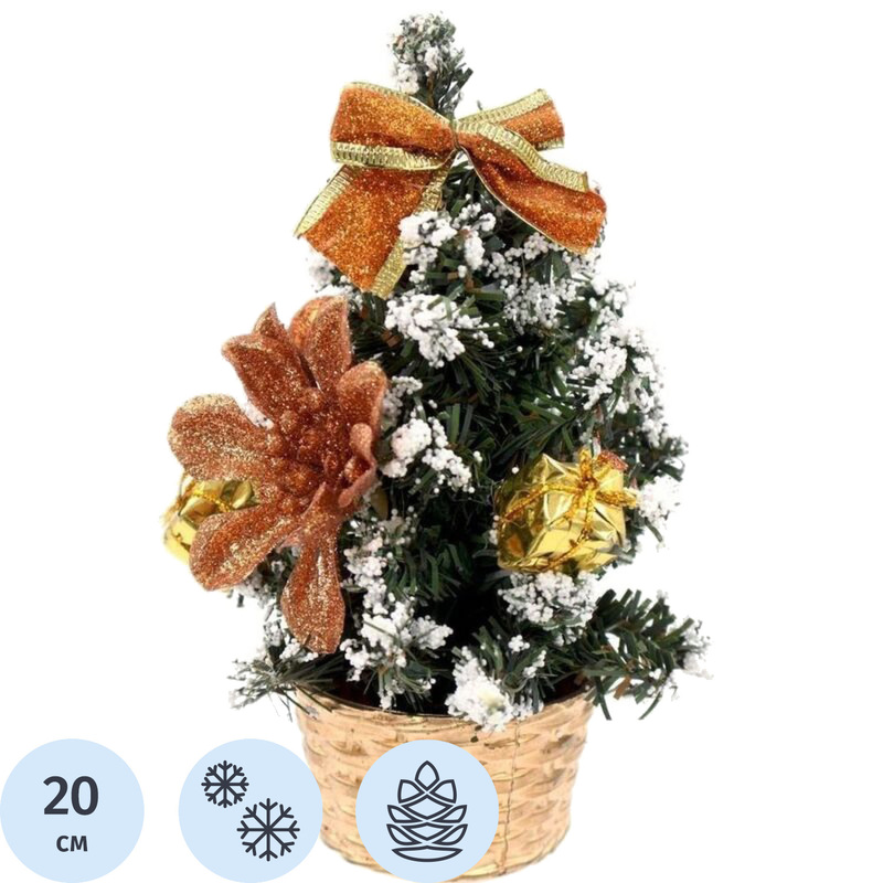 Изображение товара Настольная искусственная елка 20 см заснеженная с украшениями Remeco Collection