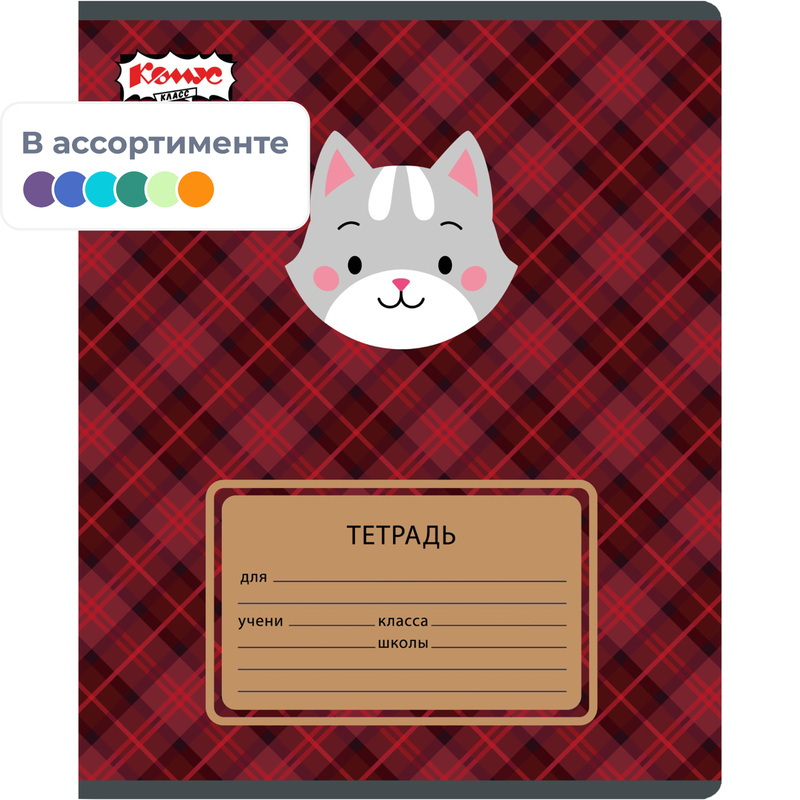 Изображение товара Тетрадь школьная Комус Класс Преппи А5 18 листов в клетку (ВД-лак)