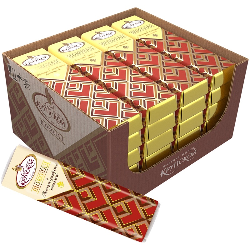 Изображение товара Шоколадный батончик им. Крупской с помадно-сливочной начинкой 47 г (20 шт.)