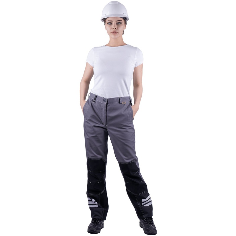 Изображение товара Женские рабочие летние брюки Эдванс серые/чёрные для мужских профессий