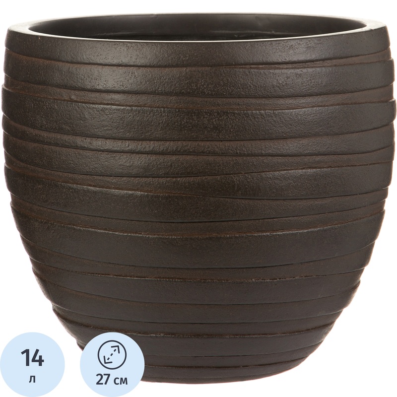 Изображение товара Кашпо Idealist Роу 14 л тёмный шоколад для комнатных растений