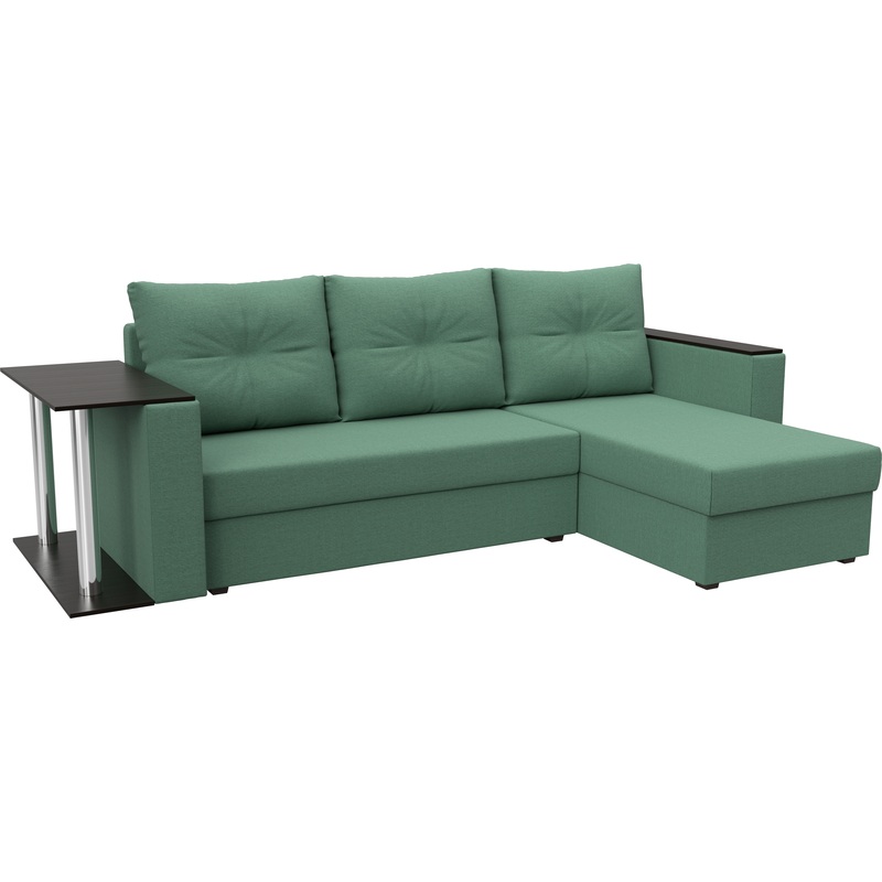 Изображение товара Угловой диван-кровать Комфорт Атланта с столиком зелёный ткань