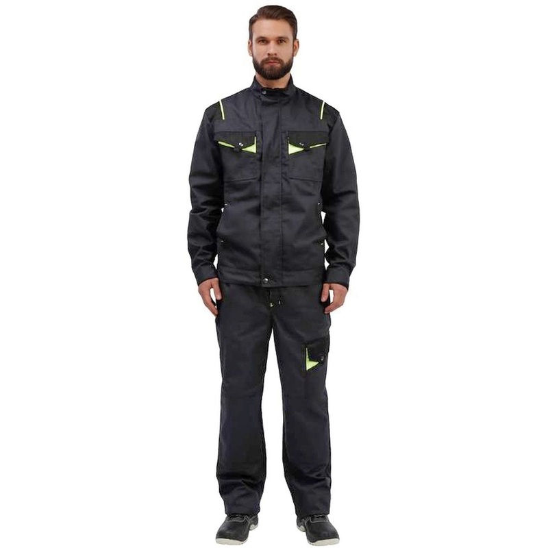 Изображение товара Куртка рабочая летняя мужская л27-КУ серая/чёрная (размер 120-124 (60-62), рост 182-188)