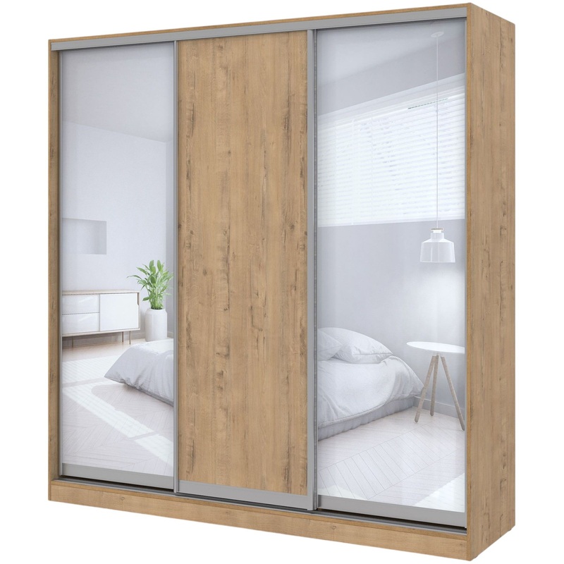 Изображение товара Шкаф-купе Comfort трехдверный 2398x600x2201 мм из ЛДСП color teakwood