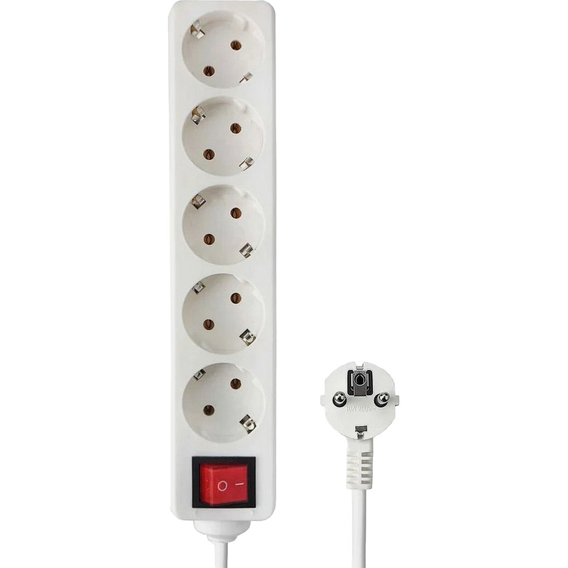 Изображение товара Удлинитель Гарнизон ELB-G5-W-7 5 розеток 7 метров с заземлением и выключателем