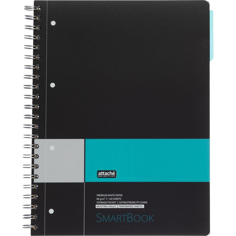 Изображение товара Бизнес-тетрадь Attache Selection Smartbook А4 120 листов чёрная в клетку на спирали с разделителями
