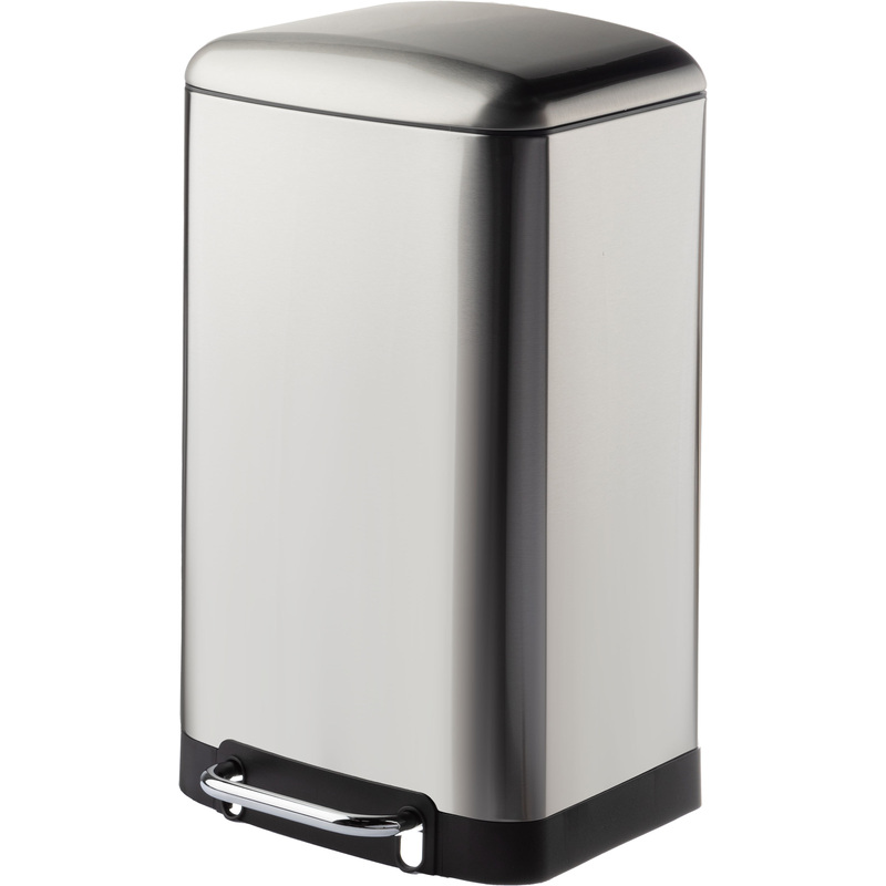 Изображение товара Мусорное ведро Luscan 30 л из нержавеющей стали с педалью и крышкой серебристое