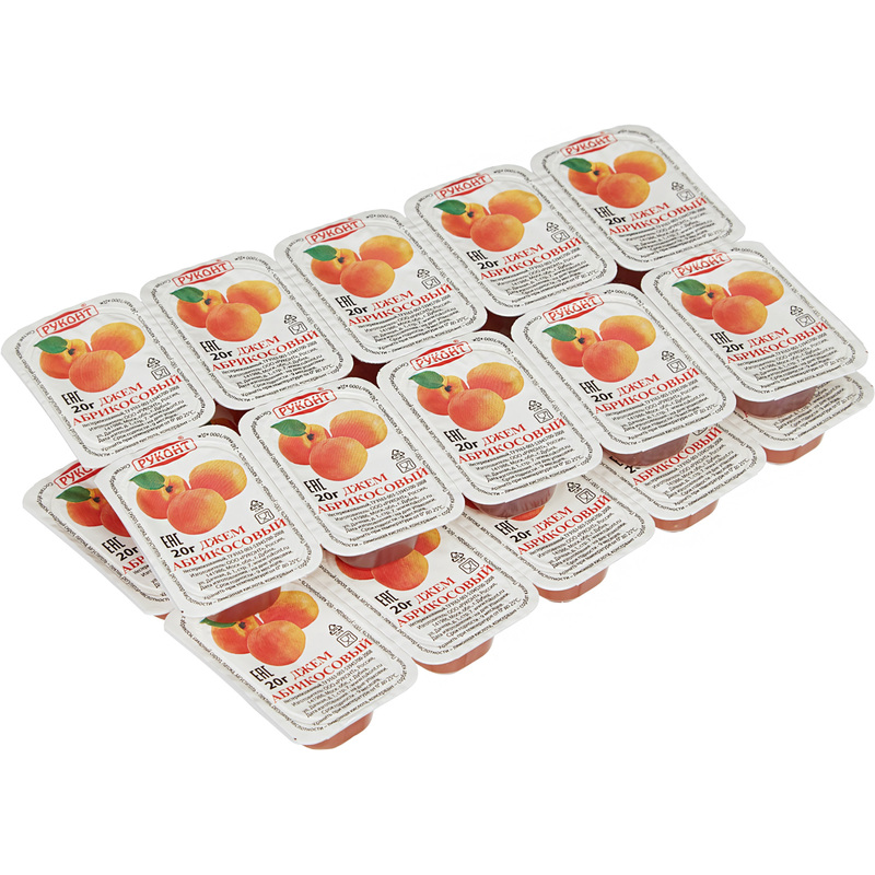 Изображение товара Джем порционный Руконт абрикос 20 г (20 штук в упаковке)