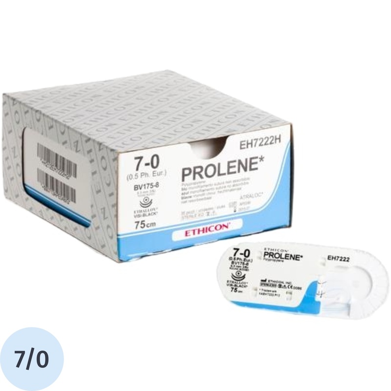 Изображение товара Шовный материал Пролен 7/0 60 см колющая игла 9.3 мм x 2 3/8 W8702 (12 штук в упаковке)