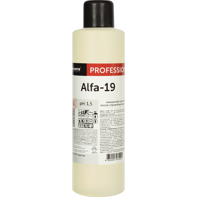 Изображение товара Средство для уборки после строительства и ремонта Pro-Brite Alfa-19 1 л (концентрат)