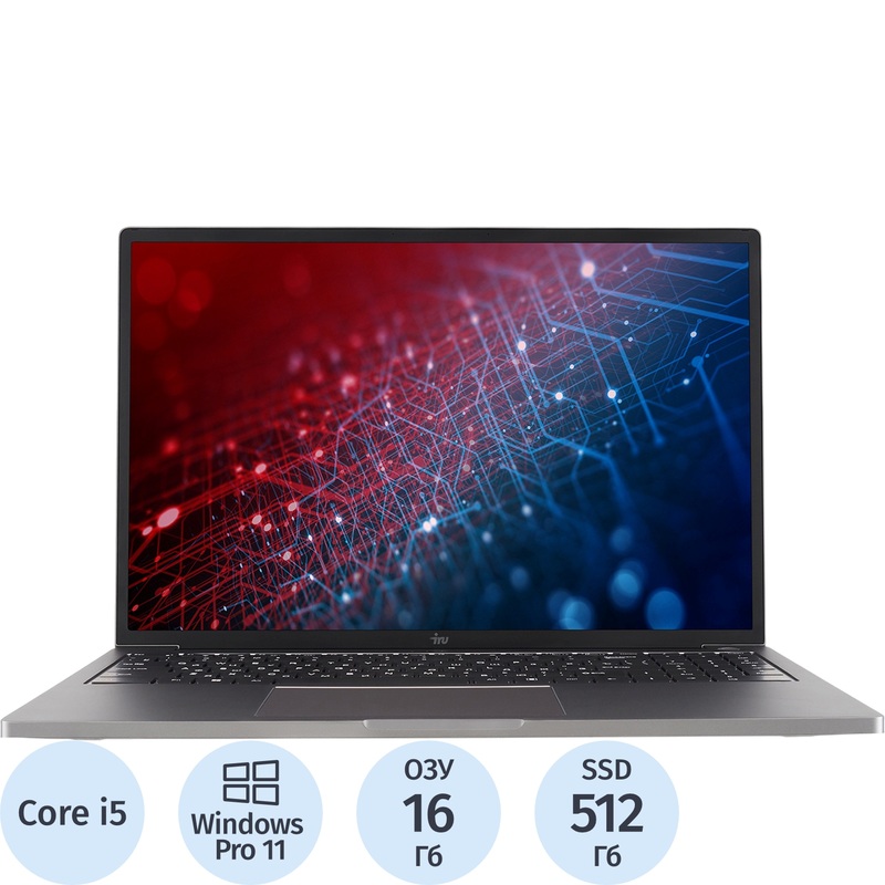 Изображение товара Ноутбук iRU Strato 16ALMR 16" серый Intel Core i5 12450H/16 ГБ/SSD 512 ГБ (2159330)