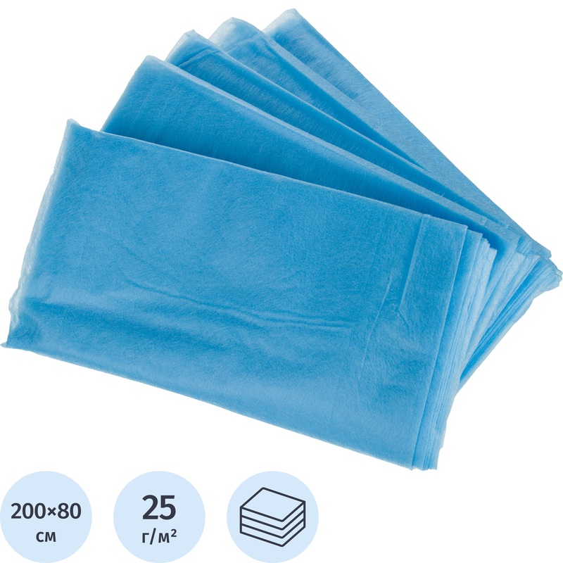 Изображение товара Одноразовая медицинская простыня в сложении 200x80 голубая 10 штук