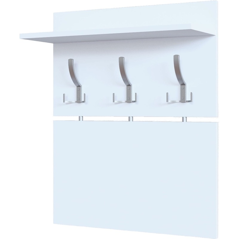 Изображение товара Вешалка настенная ВШ-4 с полкой белая 600х206х728 мм 3 крючка