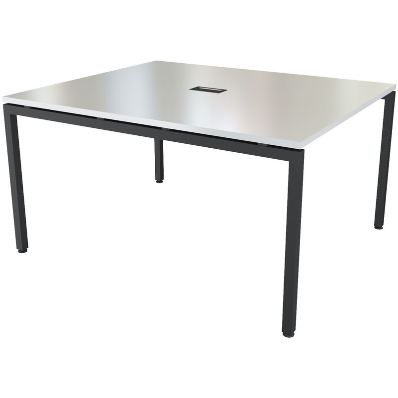 Изображение товара Стол для переговоров Steel 11701 с подрозетником белый антрацит 1200х1430х760 мм