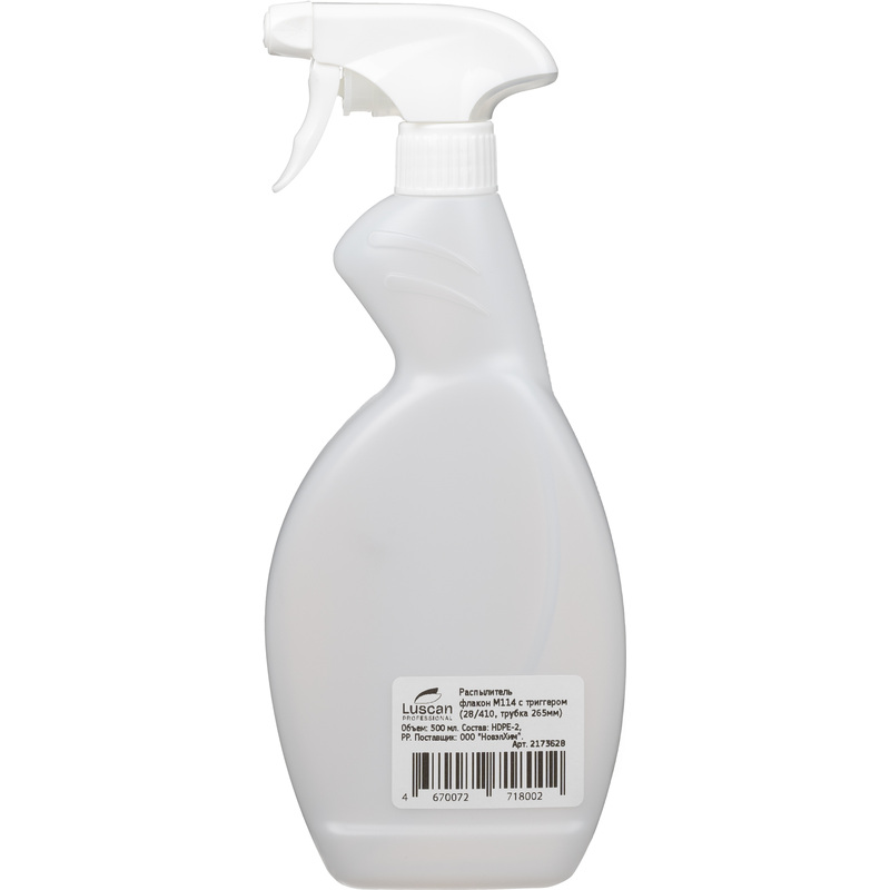 Изображение товара Ручной распылитель Luscan Professional 0.5 л триггерный прозрачный для кислотных и щелочных раствор