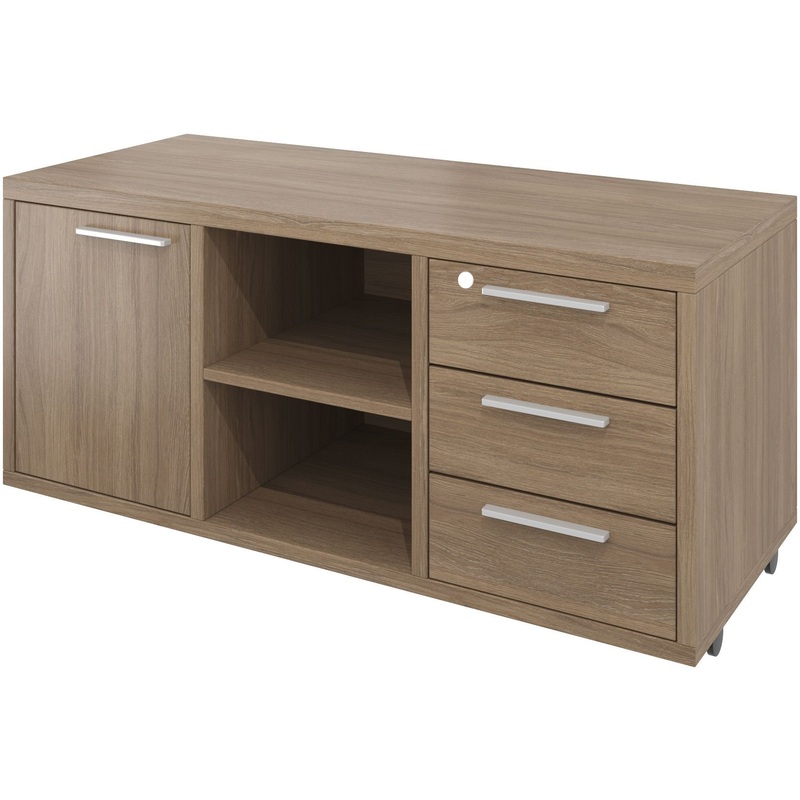 Изображение товара Тумба подкатная Дублин с замком - 3 ящика, дуб кофейный, 1200х500х560 мм