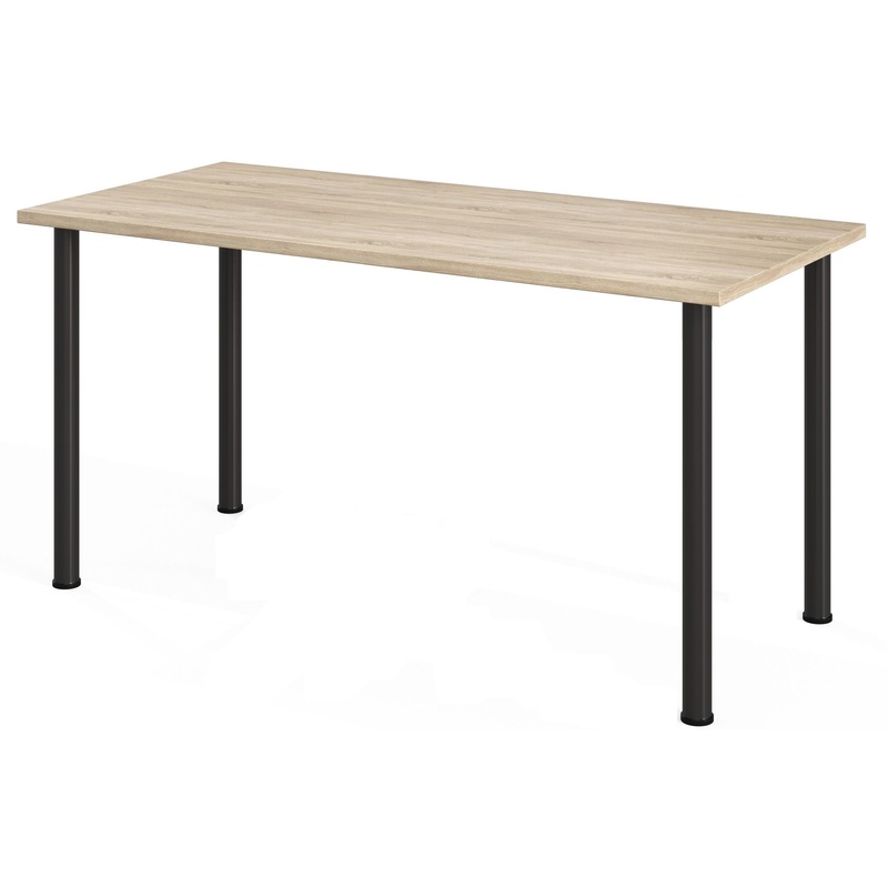 Изображение товара Стол обеденный МДС с заглушками на опорах (дуб сонома/чёрный, 1500х700х760 мм)