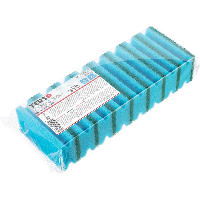 Изображение товара Губка для уборки Terso Т126 поролон 13x7 см с абразивным слоем 8 шт