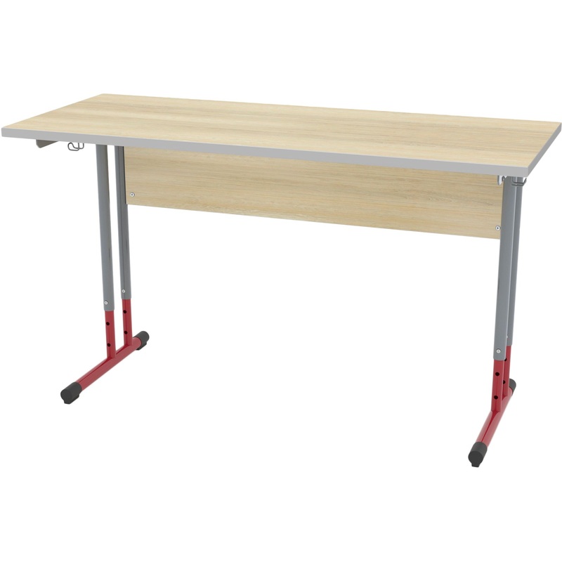 Изображение товара Стол ученический двухместный (дуб шамони светлый/серый/красный, рост 3-7)