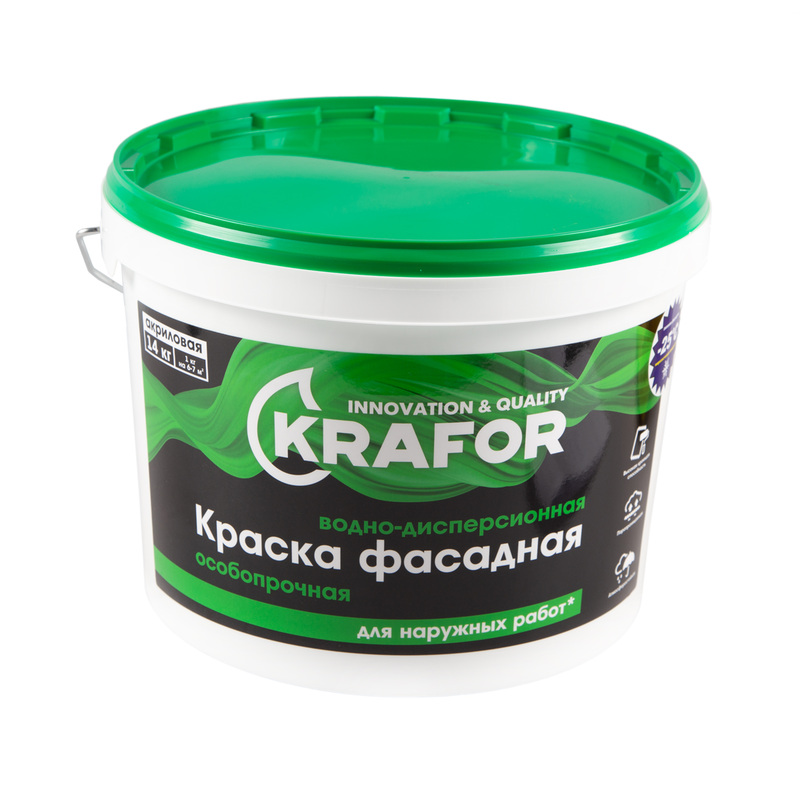 Изображение товара Краска для фасадов Krafor белая полуматовая 14 кг акриловая влагостойкая