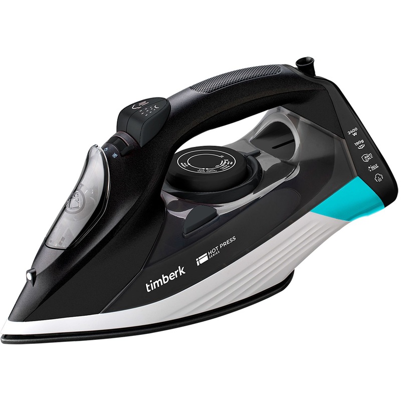 Изображение товара Утюг Timberk T-KSI01 чёрный мощностью 2400 Вт с функциями отпаривания и самоочистки