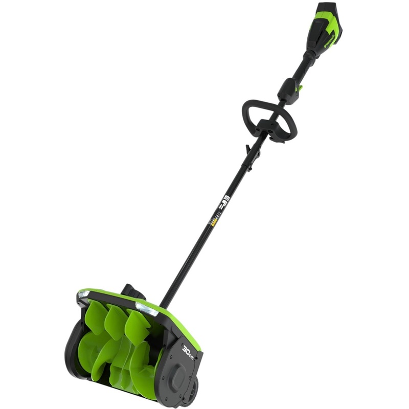 Изображение товара Электроснегоуборщик Greenworks GD40SS2 аккумуляторный 30 см 1.4 кВт 60 град