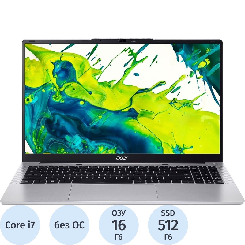 Изображение товара Ноутбук Acer Aspire Lite 15.6" Intel Core i7 16ГБ SSD 512ГБ Silver