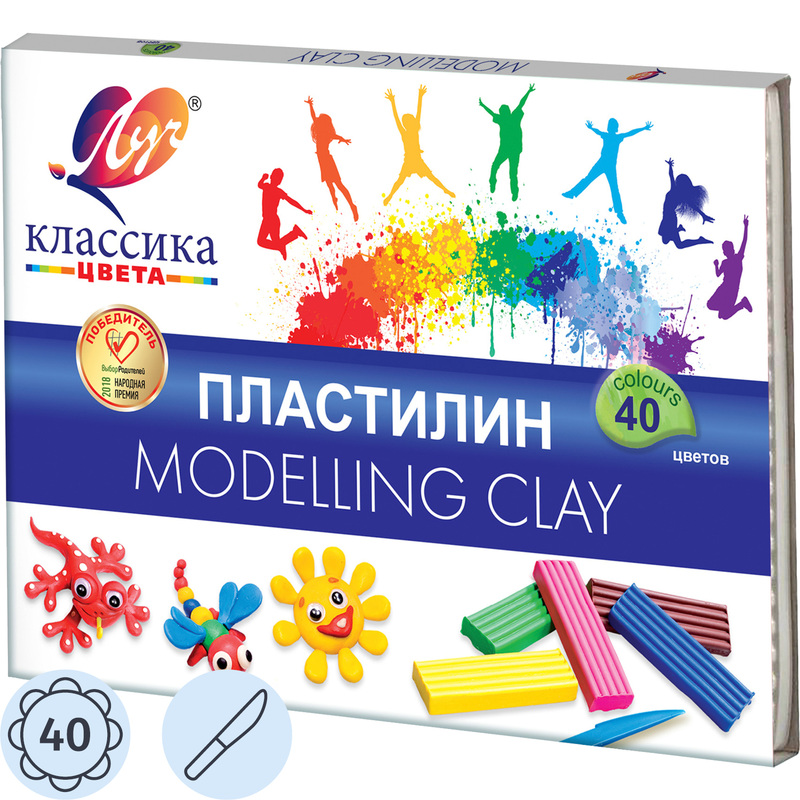 Изображение товара Пластилин классический Луч Классика 40 цветов 800 г для творчества