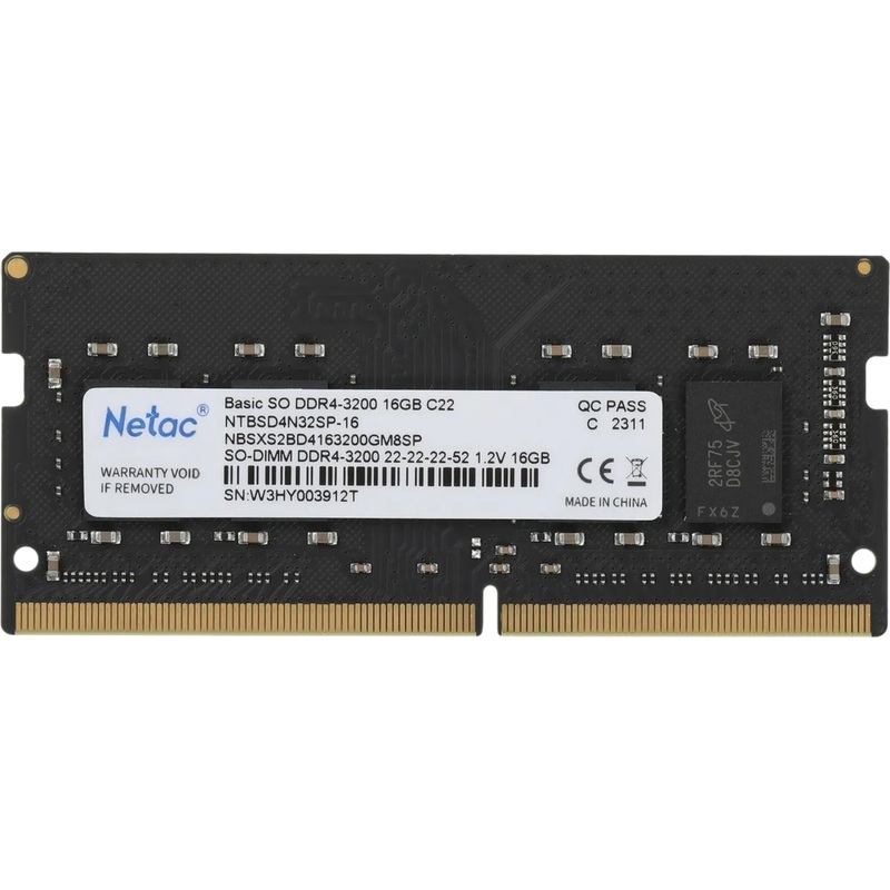 Изображение товара Модуль памяти Netac NTBSD4N32SP-16 DDR4 16 ГБ 3200 МГц