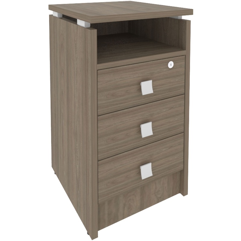 Изображение товара Тумба приставная Metal System Style Л.ТП-4Y с замком 3 ящика в благородном цвете вяз