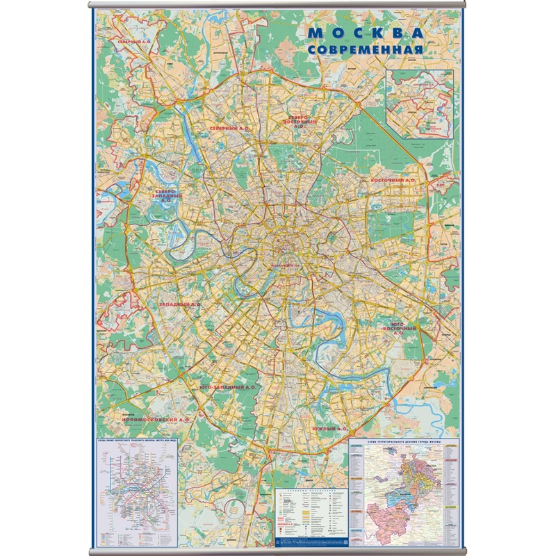 Изображение товара Настенная карта Москвы с ламинацией 1:34 000 для стеновой выкладки