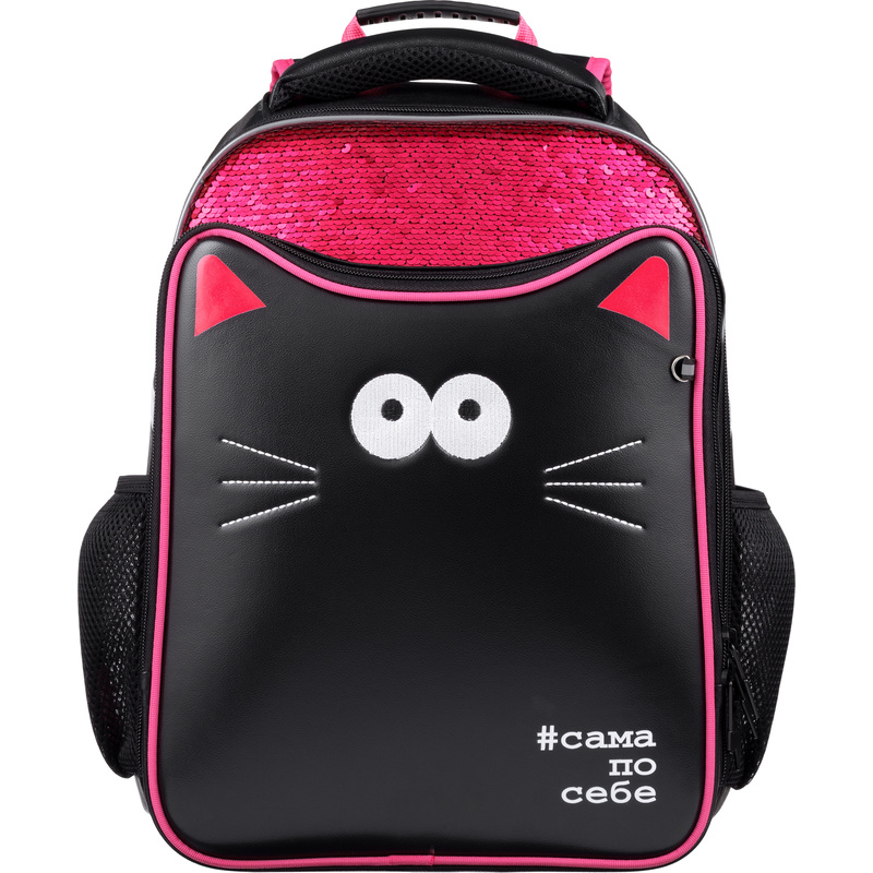 Изображение товара Ранец Комус Класс Stright Котэ анатомический черный с двумя отделениями для девочек