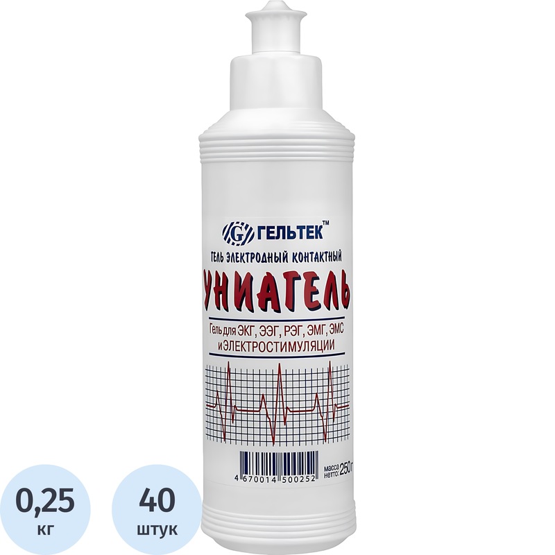 Изображение товара Гель для ЭКГ ЭЭГ РЭГ Униагель средней вязкости 250 г 40 шт