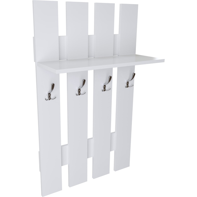 Изображение товара Вешалка настенная Север белый шагрень 600х270х1000 мм с 4 крючками