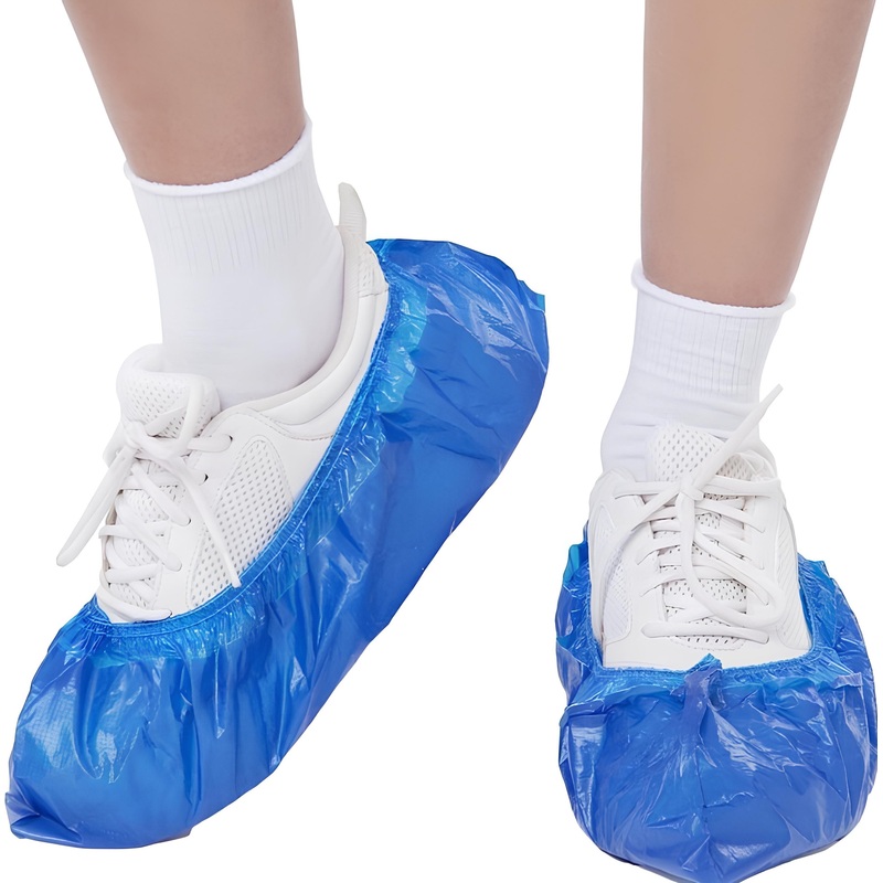 Изображение товара Бахилы одноразовые Elegreen особопрочные полиэтиленовые двойные голубые 26 мкм 100 пар