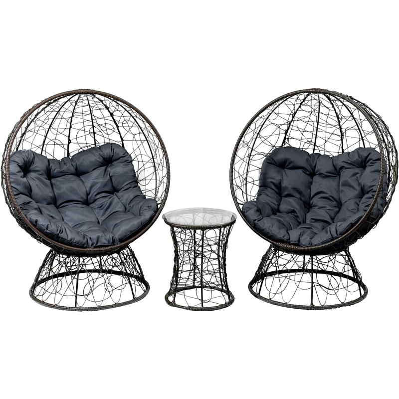 Изображение товара Набор мебели Николетта стол и 2 кресла искусственный ротанг сталь стекло Россия