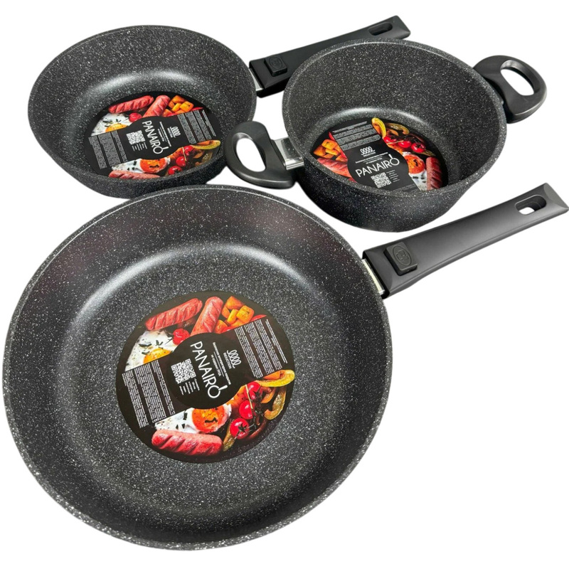 Изображение товара Набор посуды Panairo Soverdo induction 3 предмета литой алюминий совместимые плиты