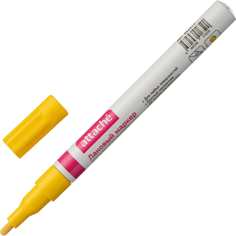 Изображение товара Промышленный лаковый маркер Attache жёлтый 1-2 мм для различных материалов