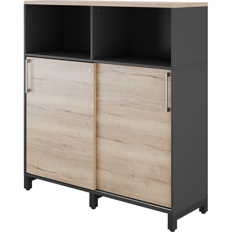 Изображение товара Шкаф для документов Kobor HK/2/1-120/40/M черный муар/дуб натуральный