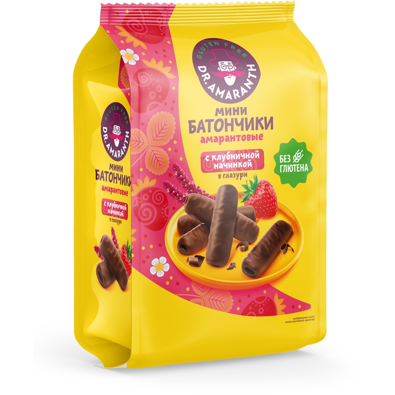 Изображение товара Батончик мини Dr.Amaranth с клубничной начинкой в глазури 100 г