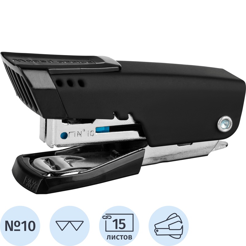 Изображение товара Мини степлер Maped Essential Metal до 15 листов черный антистеплер надежный компактный