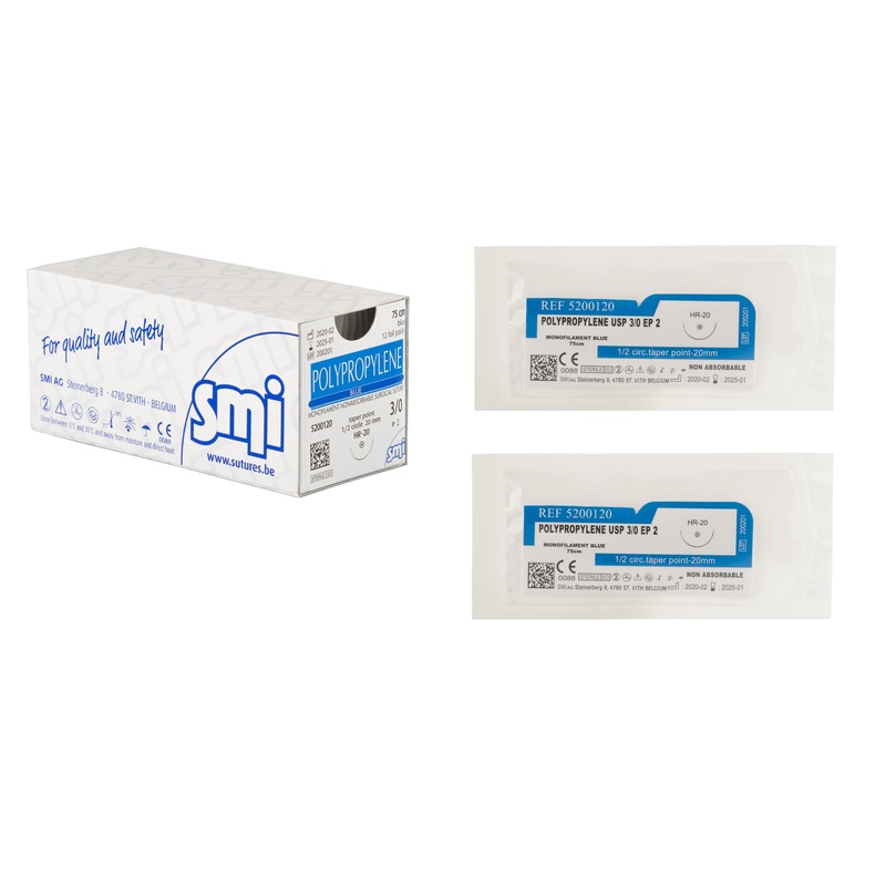 Изображение товара Шовный материал Полипропилен 3/0 с колющей иглой 20 мм