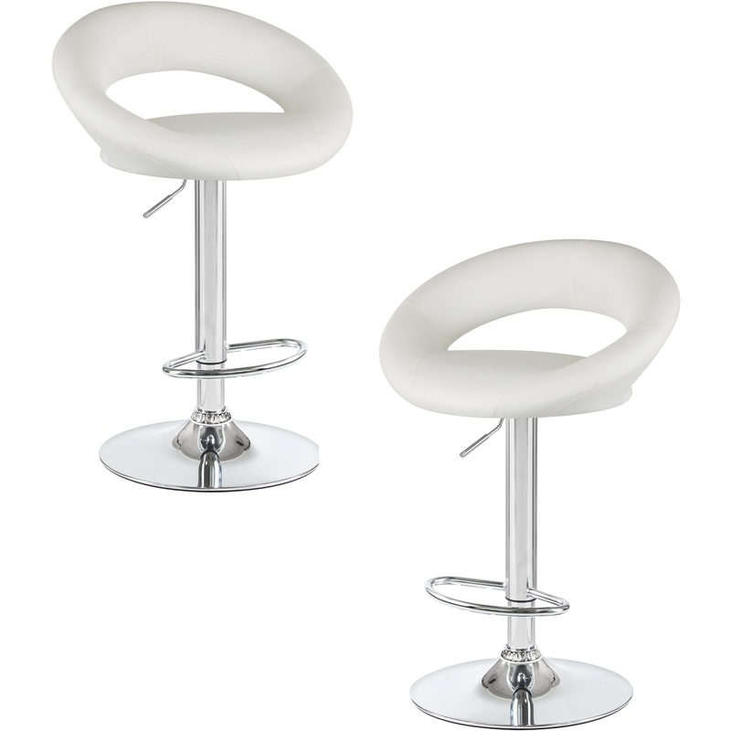 Изображение товара Барный стул LM-5001-N белый с хромом и экокожей, регулируемый