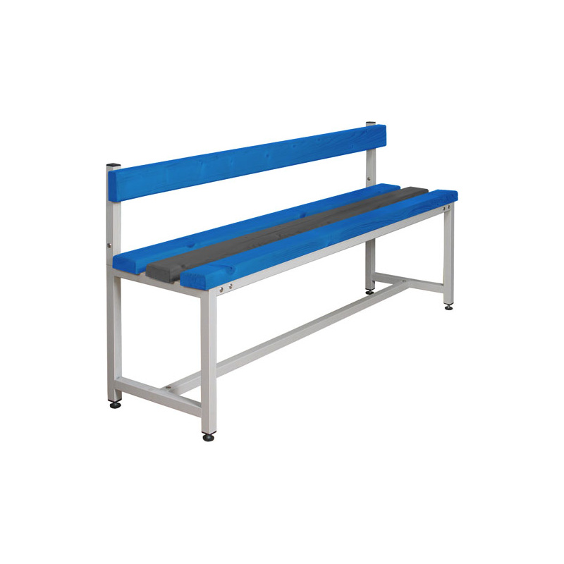 Изображение товара Скамья СКП-1С-1500 со спинкой синий/серый (пластик, металл 1500х390х740 мм)