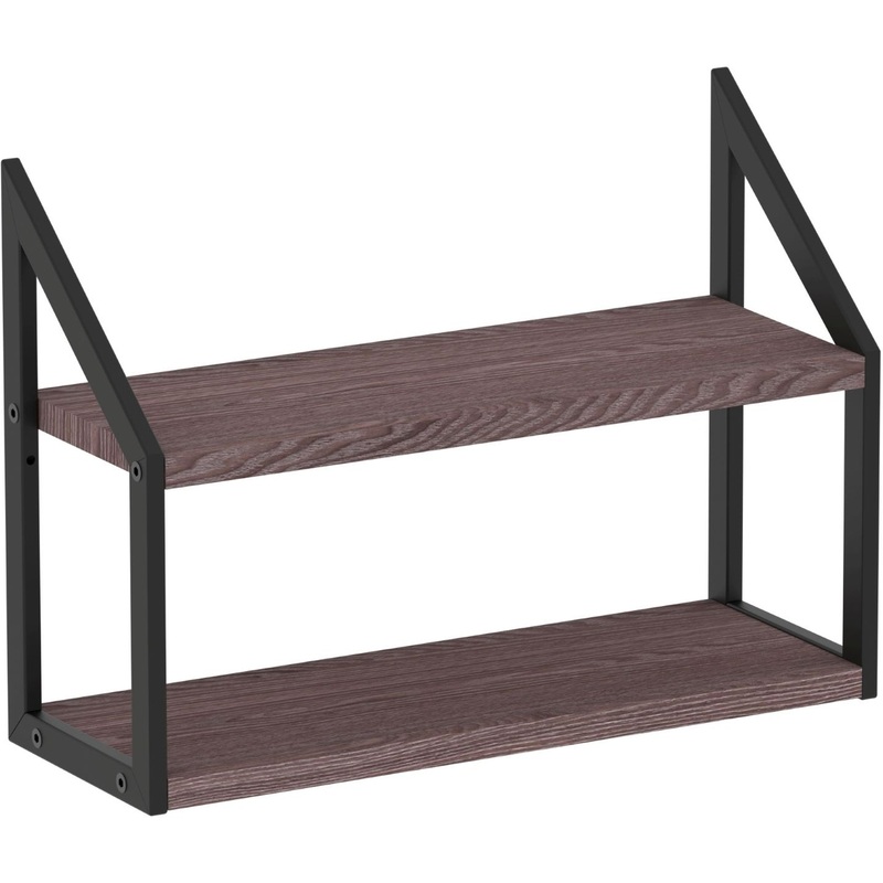 Изображение товара Полка настенная/настольная Комус Онега-8 чёрный муар/ясень анкор тёмный 450х150х300 мм