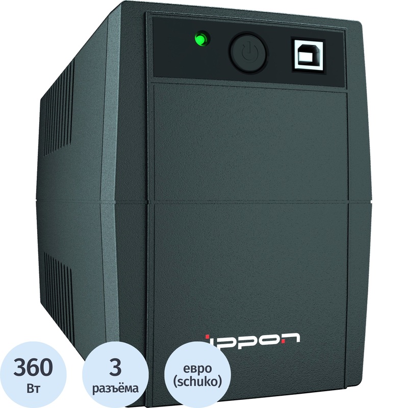 Изображение товара Источник бесперебойного питания Ippon UPS Back Basic 650S Euro 650ВА