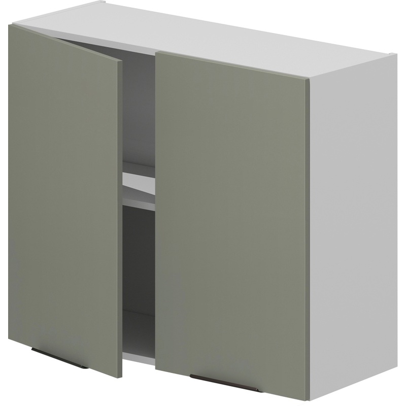 Изображение товара Кухонный навесной шкаф VOK W2D 72 80 платиновый зелёный белый шагрень