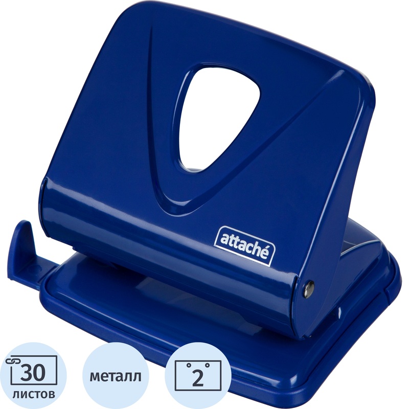 Изображение товара Дырокол Attache Symbol до 30 листов синий с линейкой