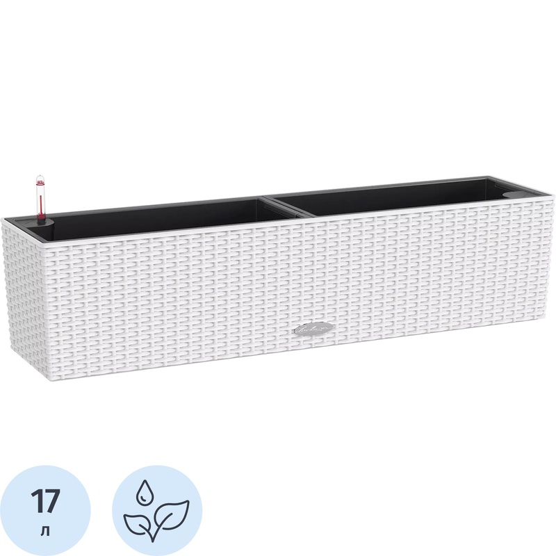 Изображение товара Кашпо с автополивом Lechuza Balconera Cottage 80 17 л с внутренней вставкой 12 л белое (79x19x19 см)